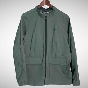Under Armour Jacket Mens XL Solid Grey Full Zip Windbreaker Pre Owned Pockets